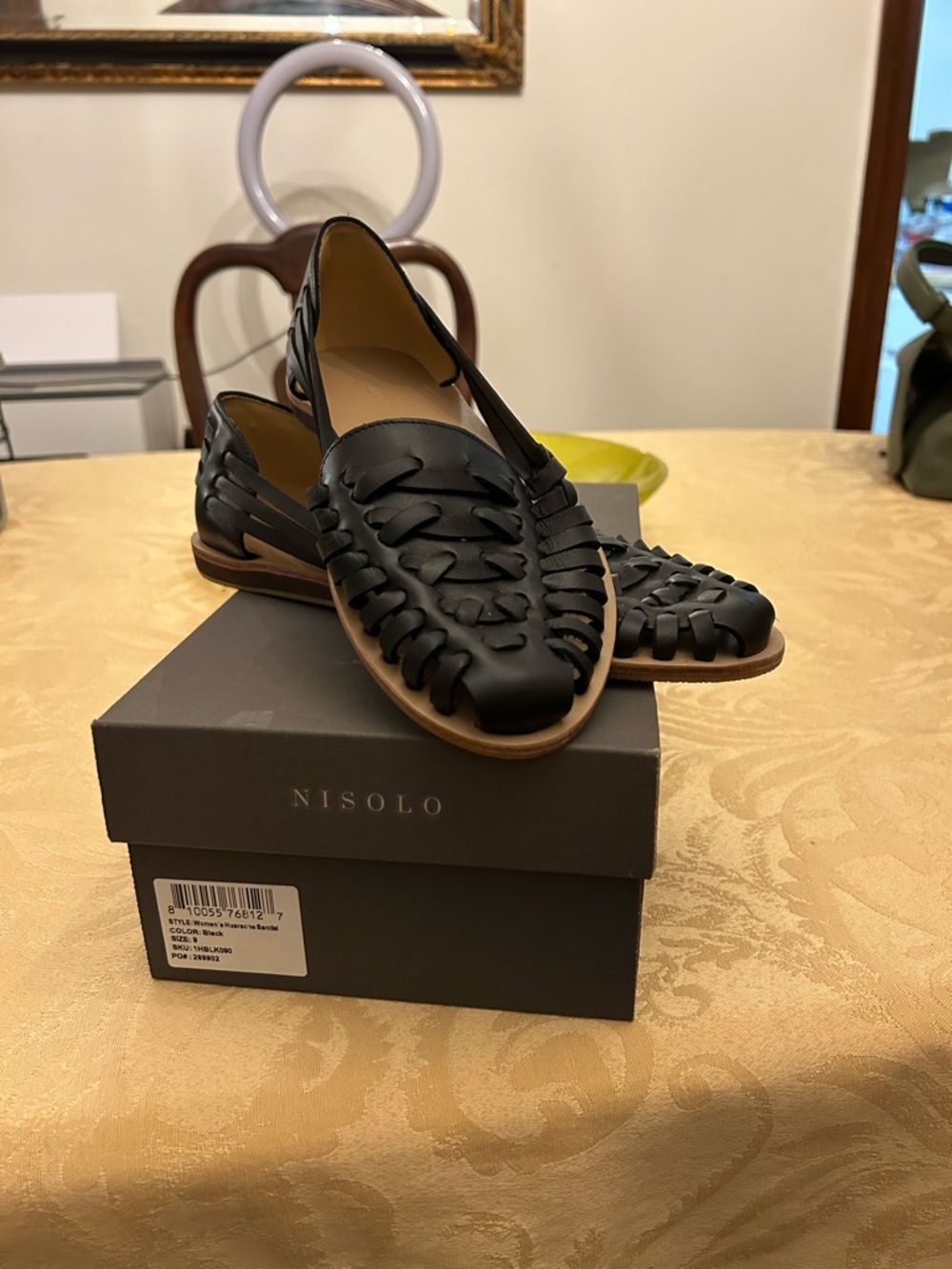 Nisolo Black Woven Leather Slip-Ons - Picture 2 of 4